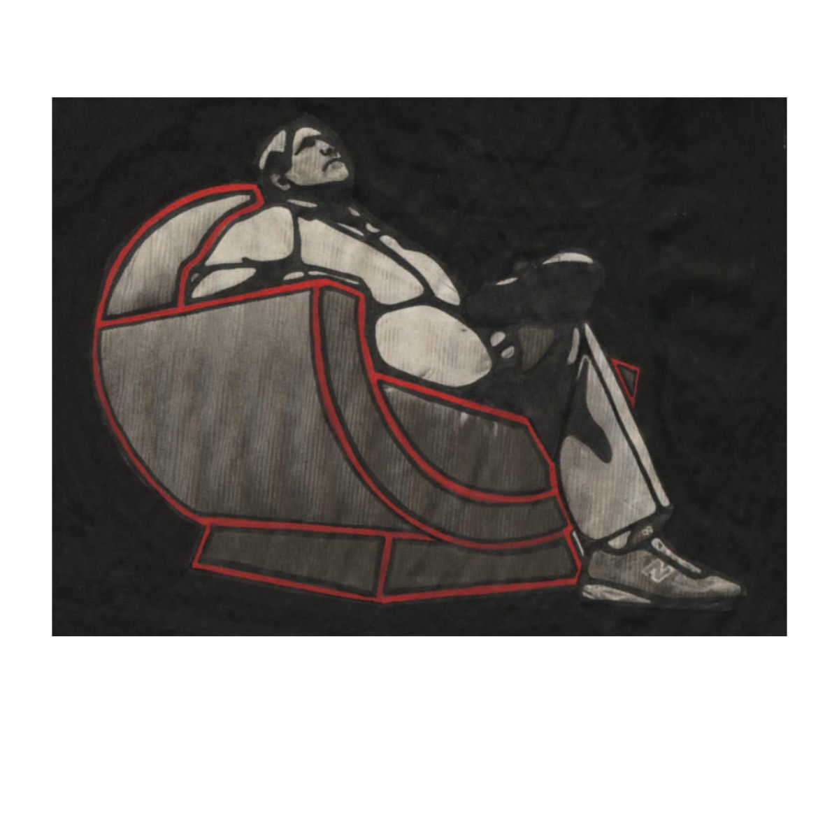 Coppola. Encre de chine et encre à alcool sur papier journal. . 
2000 – Dominique Vial