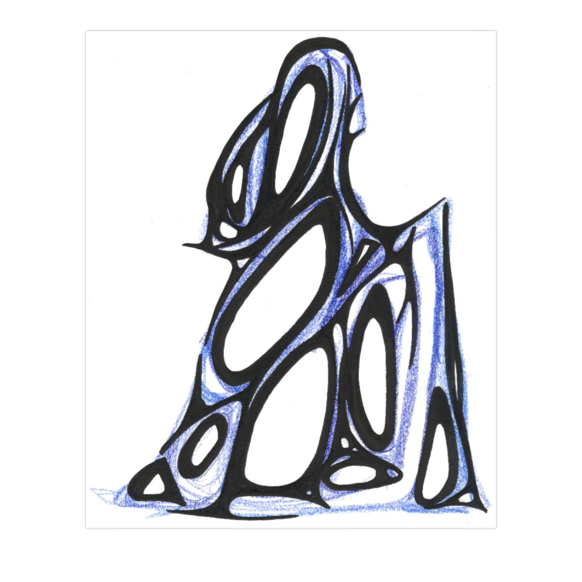 sans titre 
 2001-06. Encre de chine et crayon sur papier. . 
2001 – Dominique Vial