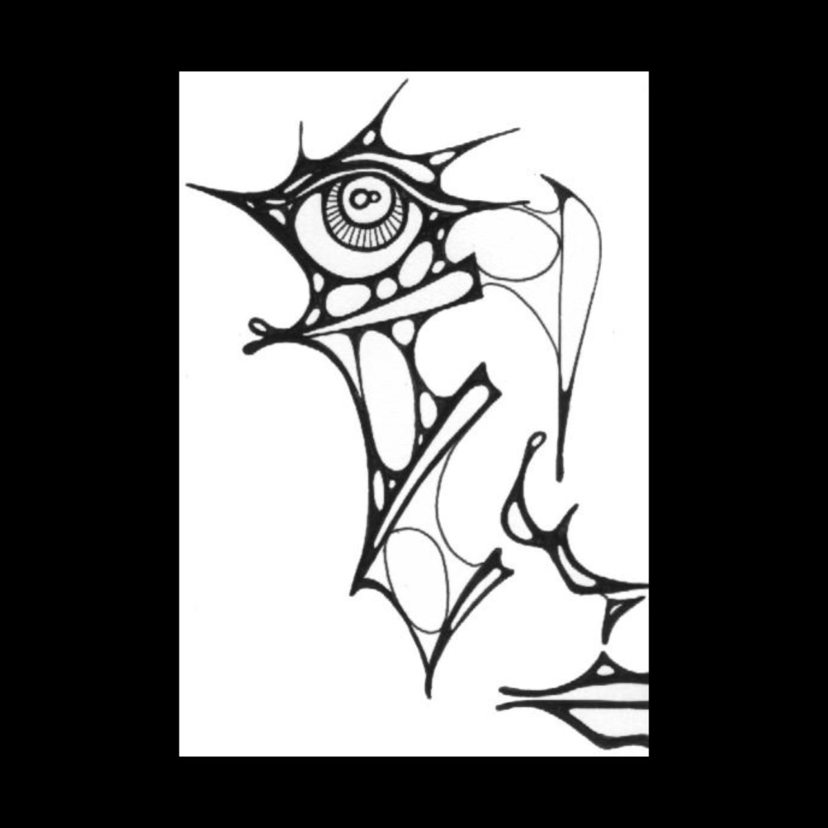 visage 1. Encre de chine sur papier. . 
2001 – Dominique Vial