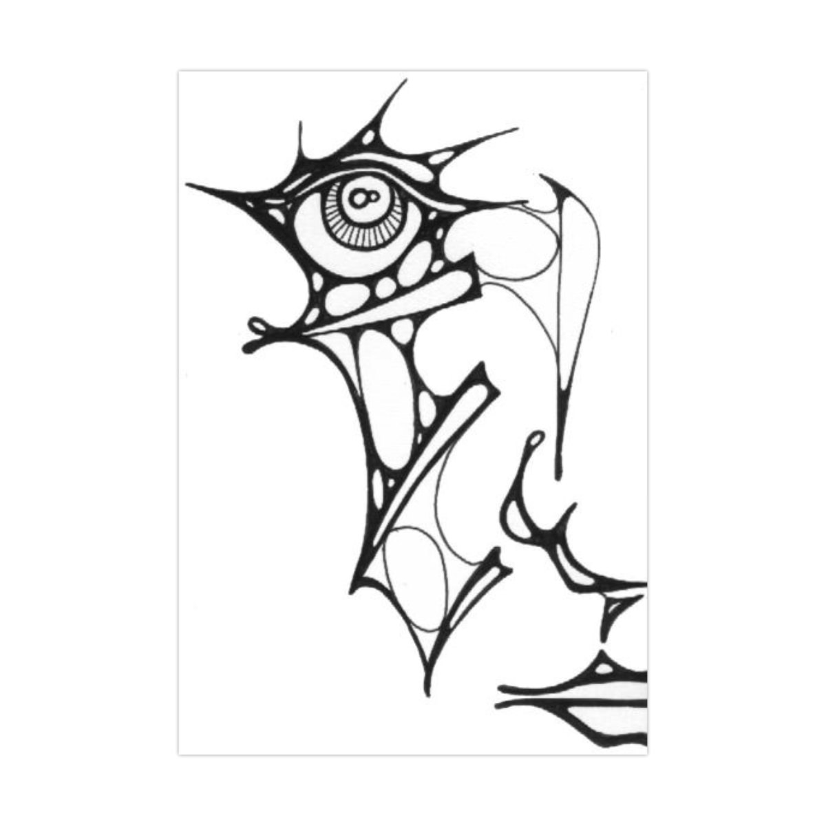 visage 1. Encre de chine sur papier. . 
2001 – Dominique Vial