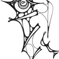 visage 1. Encre de chine sur papier. . 
2001 – Dominique Vial