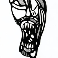 visage 3. Encre de chine sur papier. . 
2001 – Dominique Vial