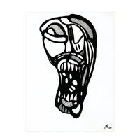 visage 3. Encre de chine sur papier. . 
2001 – Dominique Vial