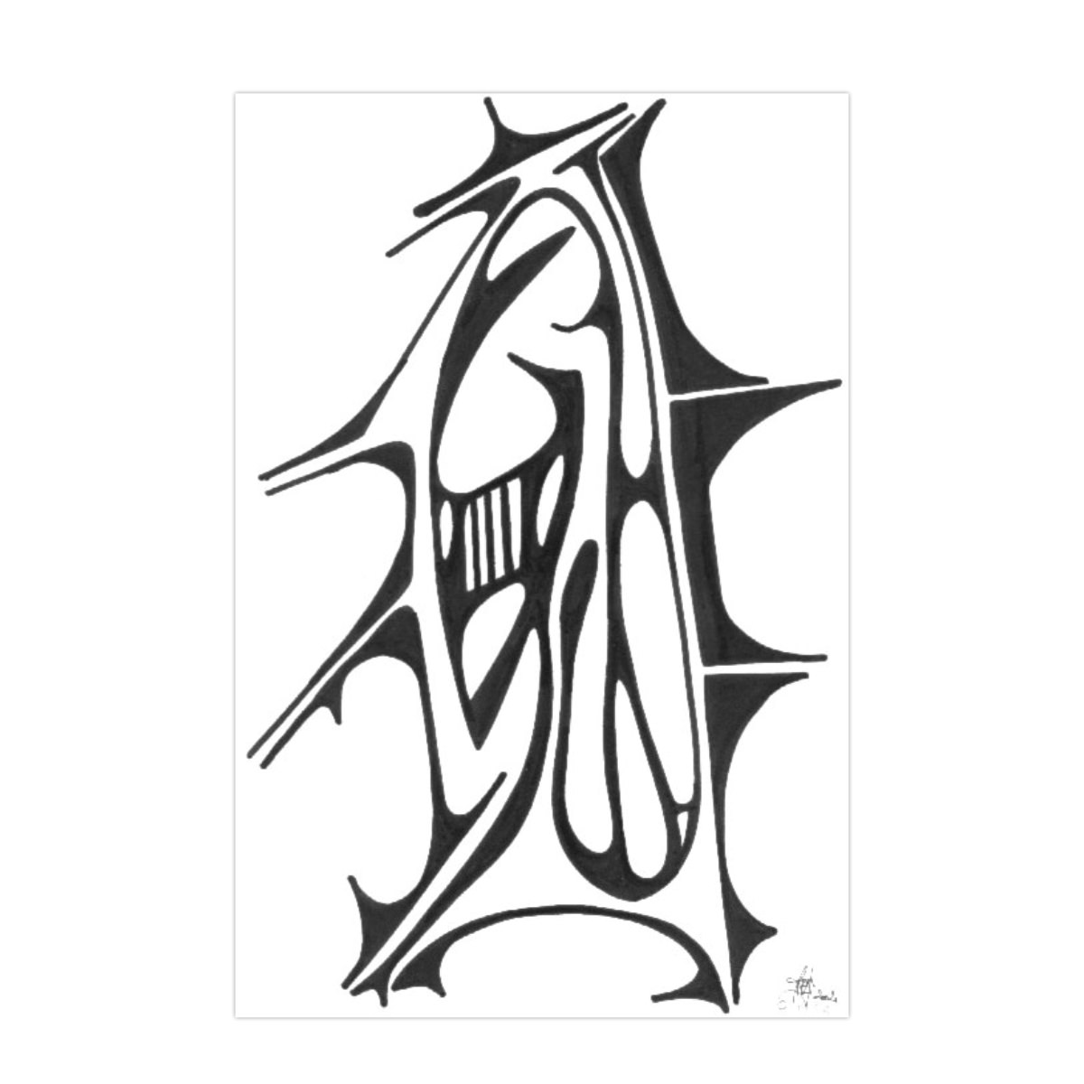 sans titre 
 2002-01. Encre de chine sur papier. 29.7 x 21 cm. 
2002 – Dominique Vial