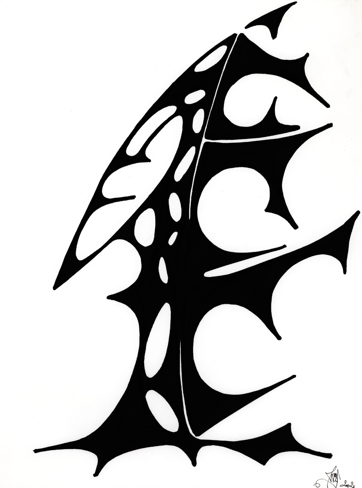 sans titre 
 2002-05. Encre de chine sur papier. . 
2002 – Dominique Vial