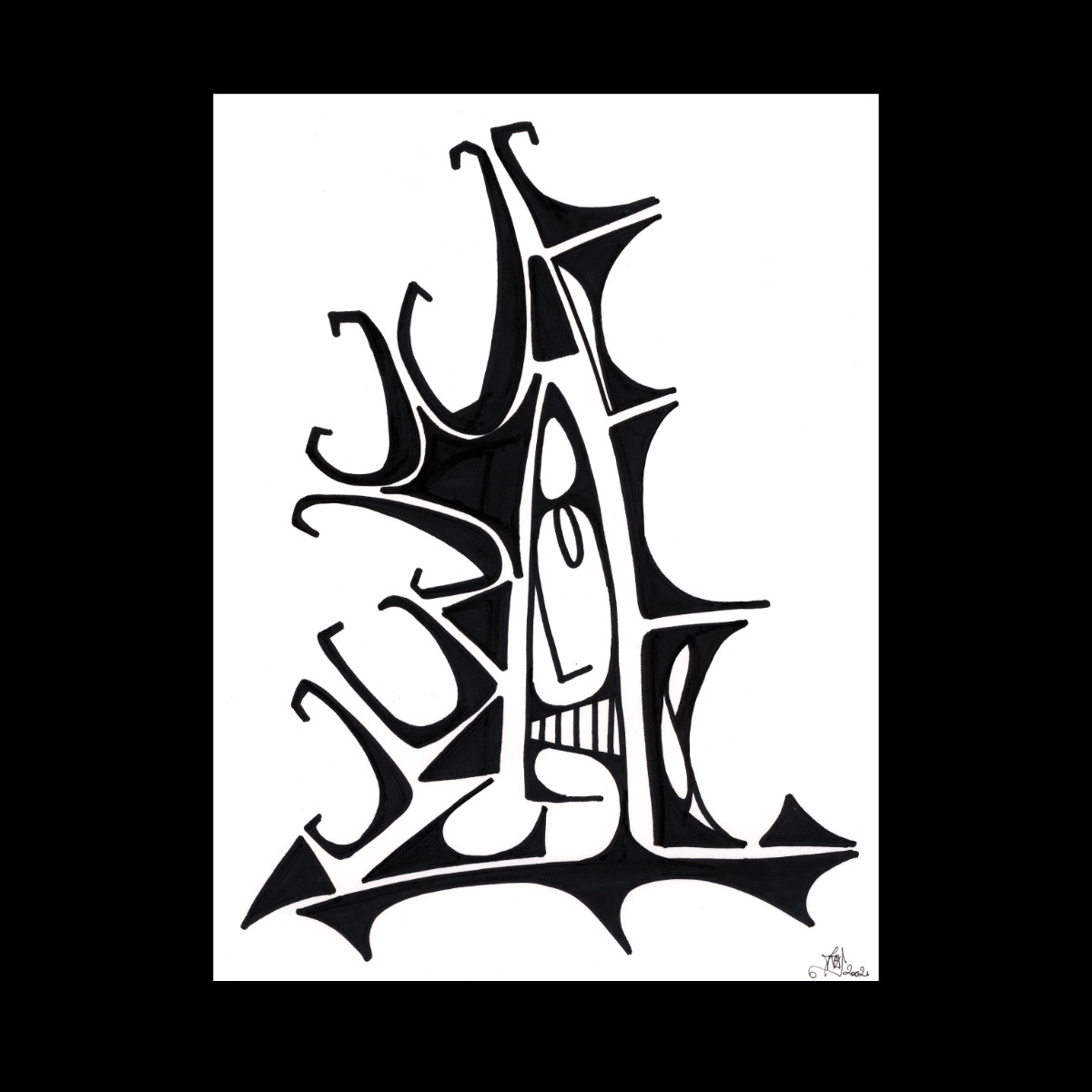 sans titre 
 2002-06. Encre de chine sur papier. . 
2002 – Dominique Vial