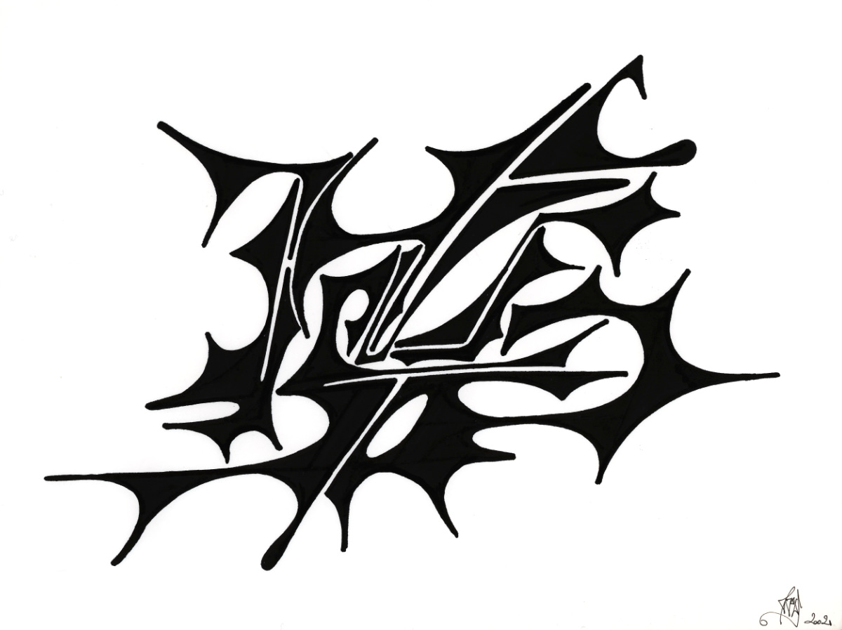 sans titre 
 2002-09. Encre de chine sur papier. . 
2002 – Dominique Vial