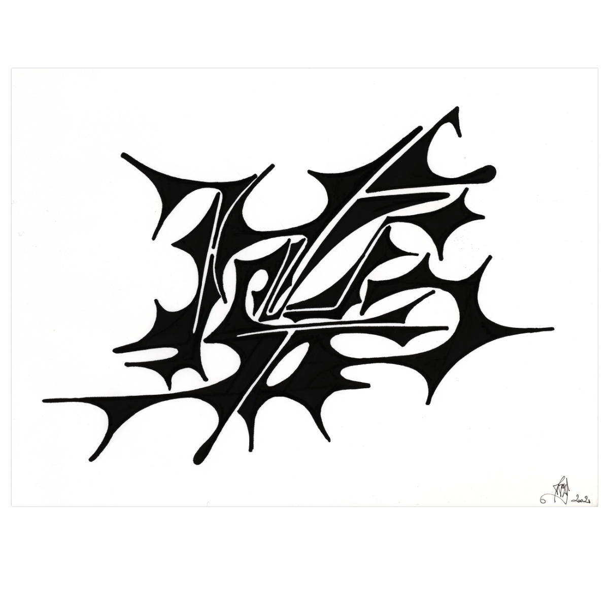 sans titre 
 2002-09. Encre de chine sur papier. . 
2002 – Dominique Vial