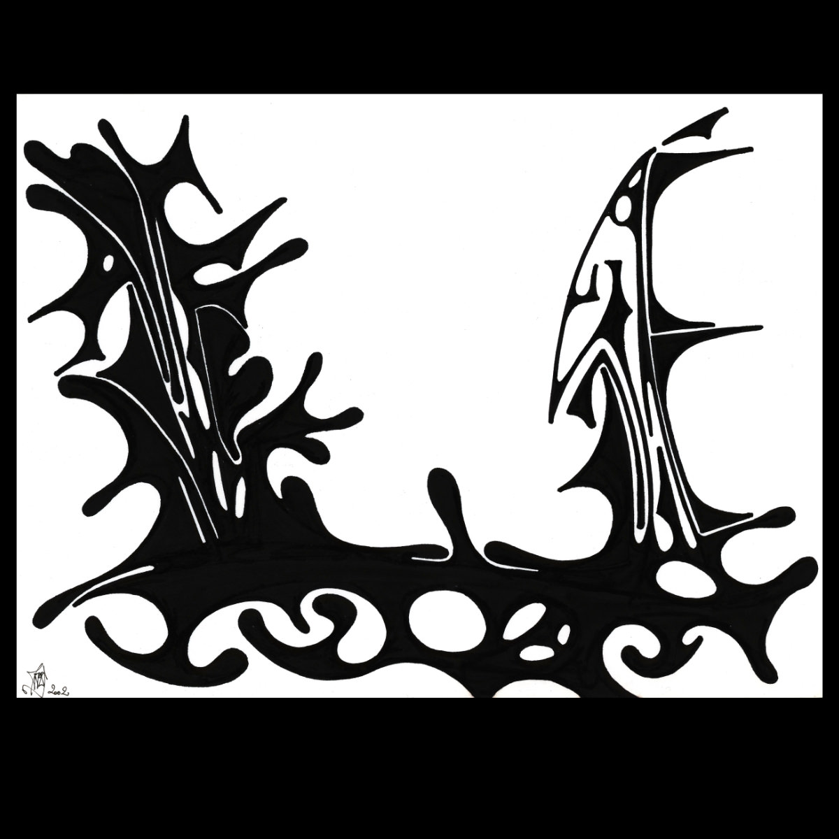 sans titre 
 2002-10. Encre de chine sur papier. 42 x 29.7 cm. 
2002 – Dominique Vial