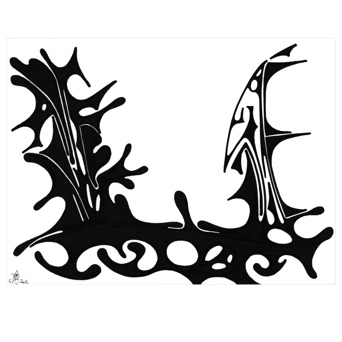 sans titre 
 2002-10. Encre de chine sur papier. 42 x 29.7 cm. 
2002 – Dominique Vial