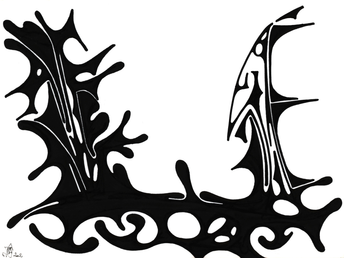 sans titre 
 2002-10. Encre de chine sur papier. 42 x 29.7 cm. 
2002 – Dominique Vial