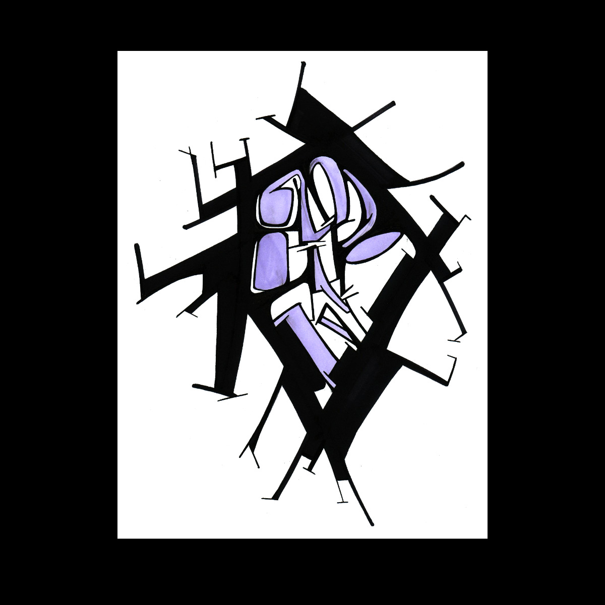 ouverture 4. Encre de chine et encre à alcool sur papier. . 
2003 – Dominique Vial