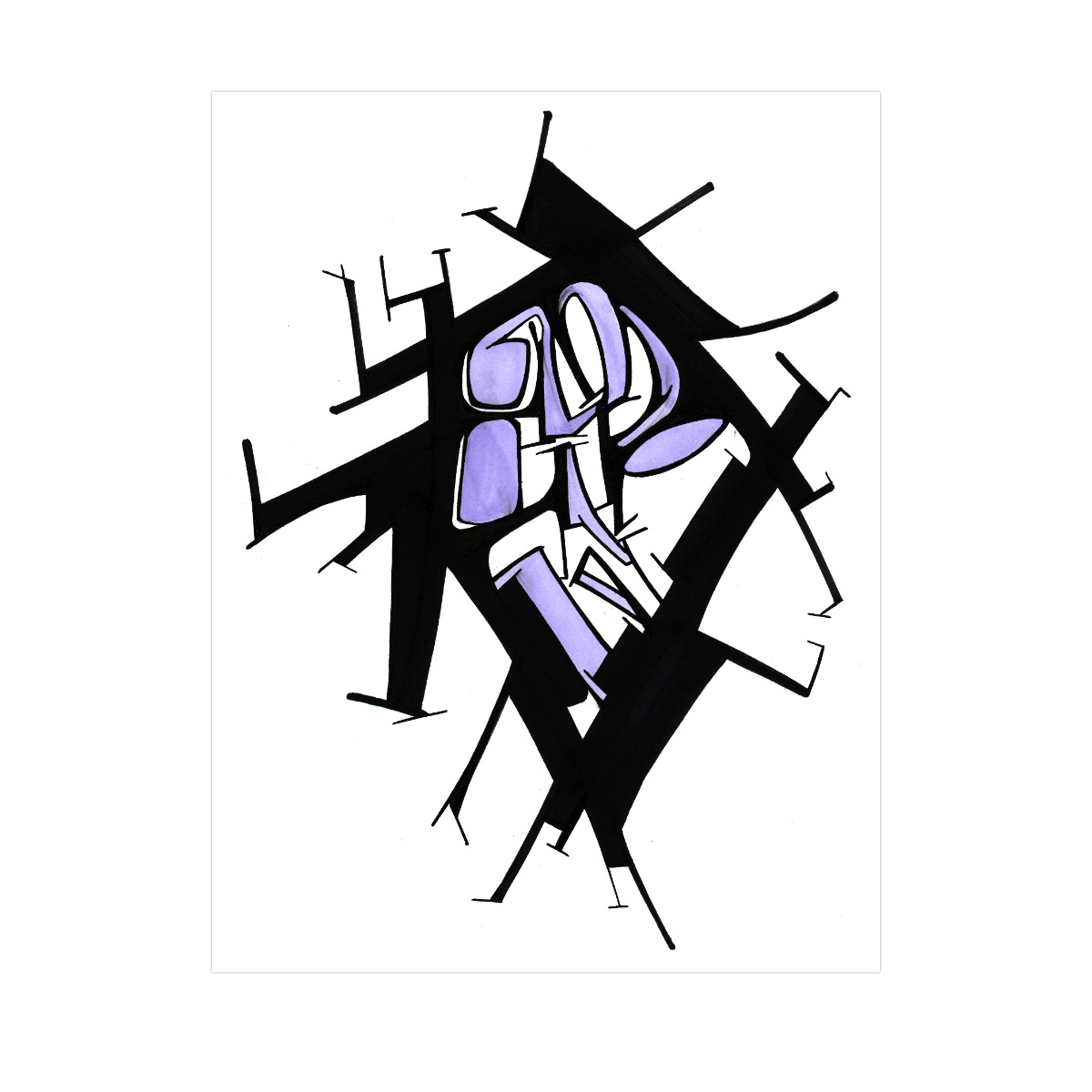 ouverture 4. Encre de chine et encre à alcool sur papier. . 
2003 – Dominique Vial