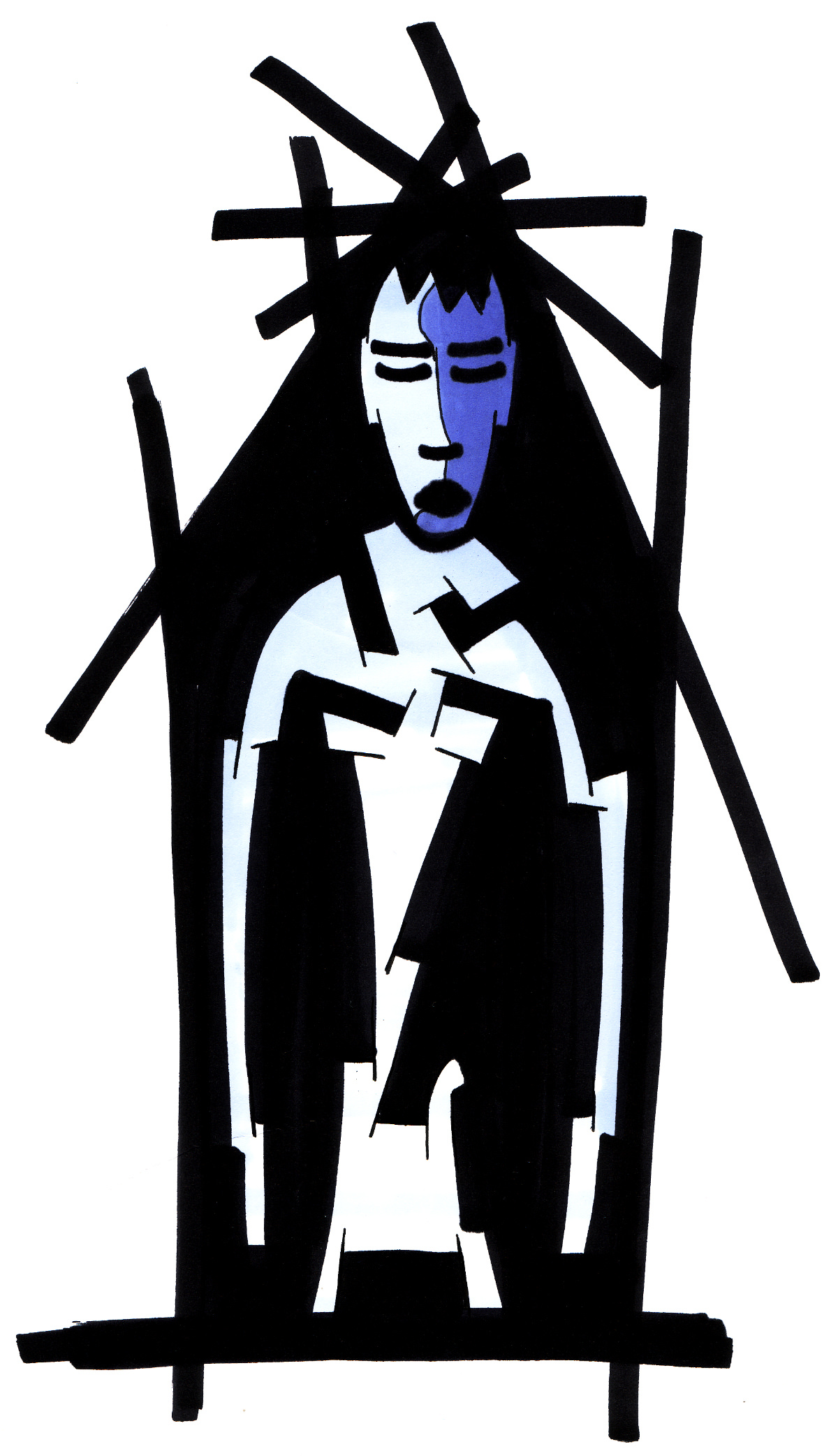 new wave. Encre de chine et encre à alcool sur papier. 21 x 29.7 cm. 
2003 – Dominique Vial