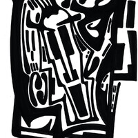 visage 1. Encre de chine sur papier. . 
2003 – Dominique Vial