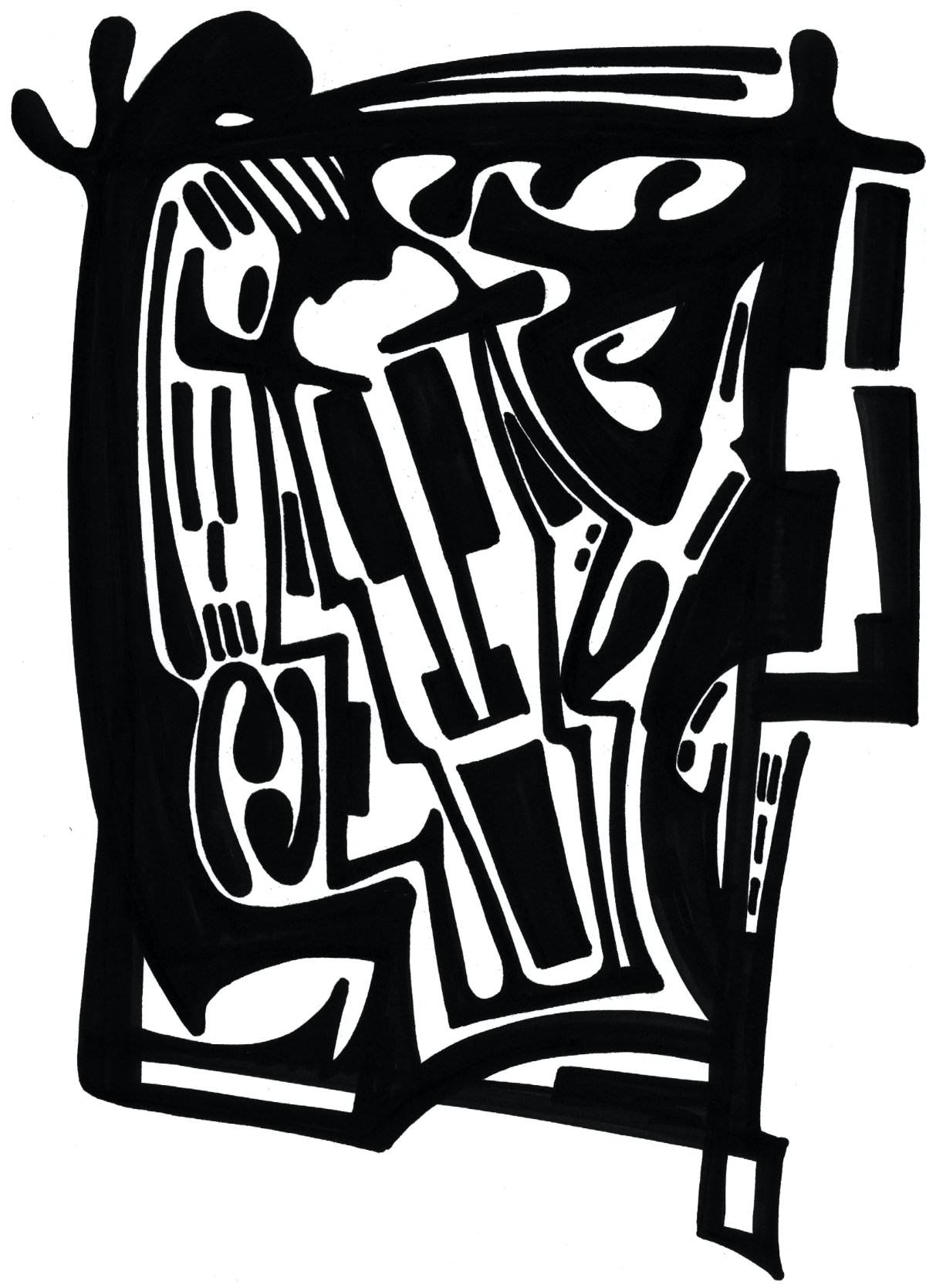 visage 1. Encre de chine sur papier. . 
2003 – Dominique Vial