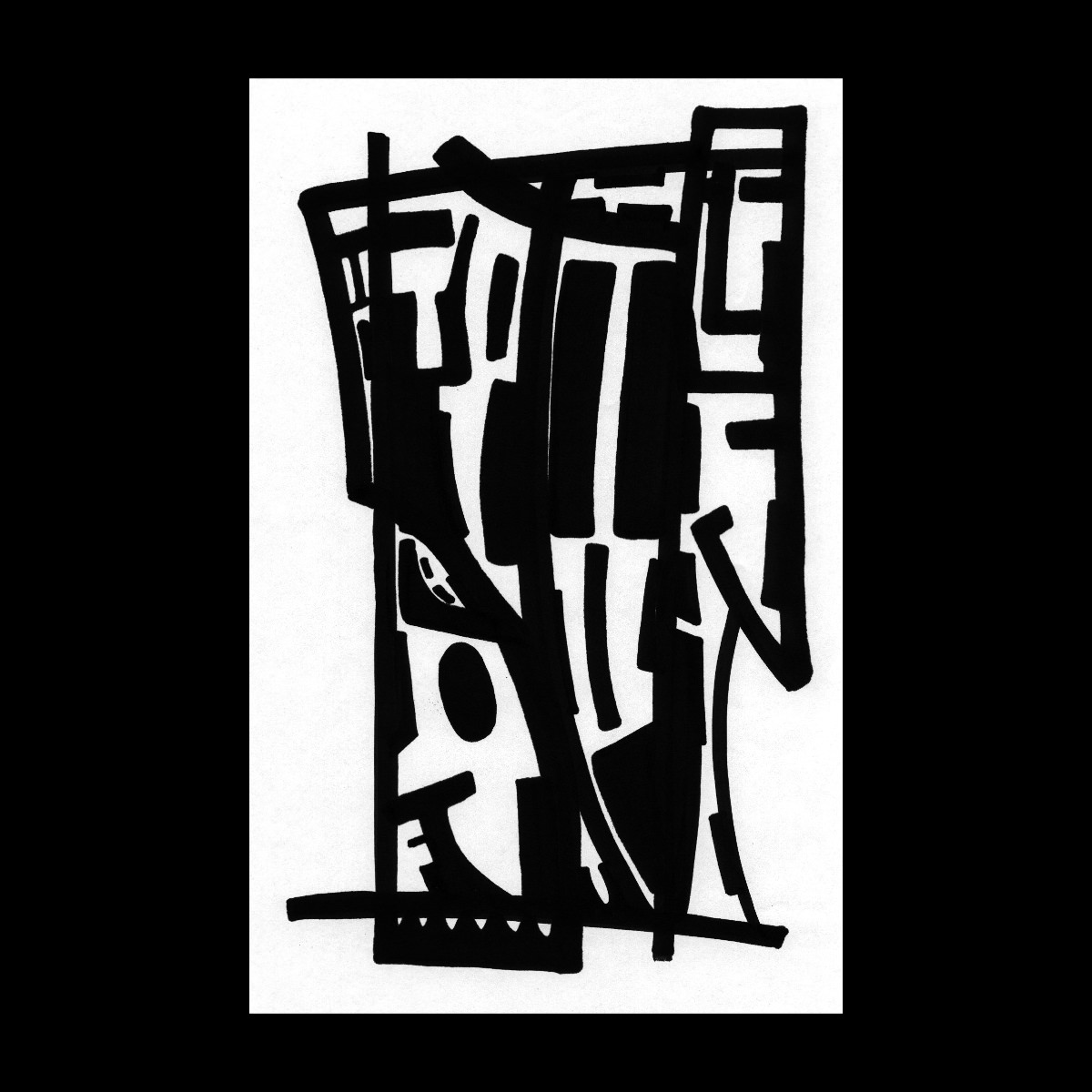 visage 2. Encre de chine sur papier. . 
2003 – Dominique Vial