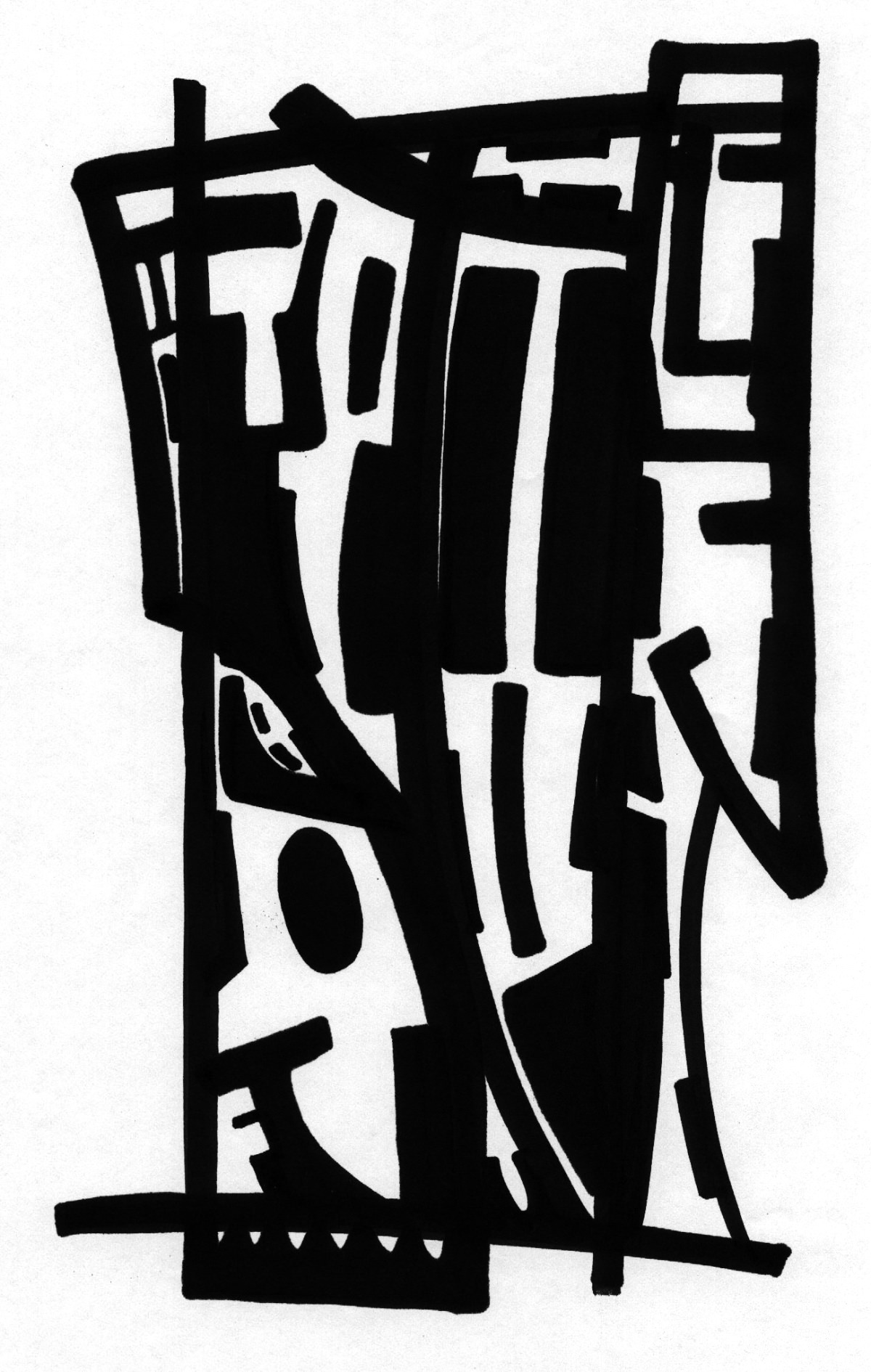 visage 2. Encre de chine sur papier. . 
2003 – Dominique Vial