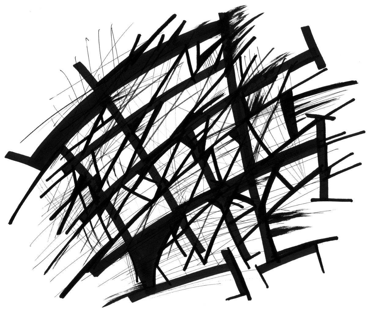 sans titre 
 2003-28. Encre de chine et encre pigmentée sur papier. . 
2003 – Dominique Vial