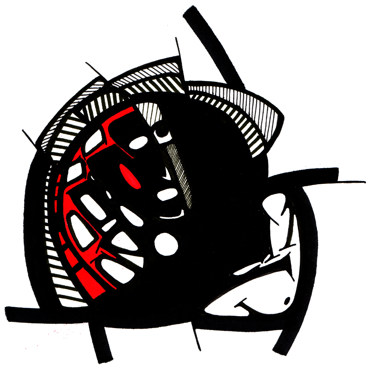 sans titre 
 2003-31. Encre de chine, encre à alcool et encre pigmentée sur papier. . 
2003 – Dominique Vial