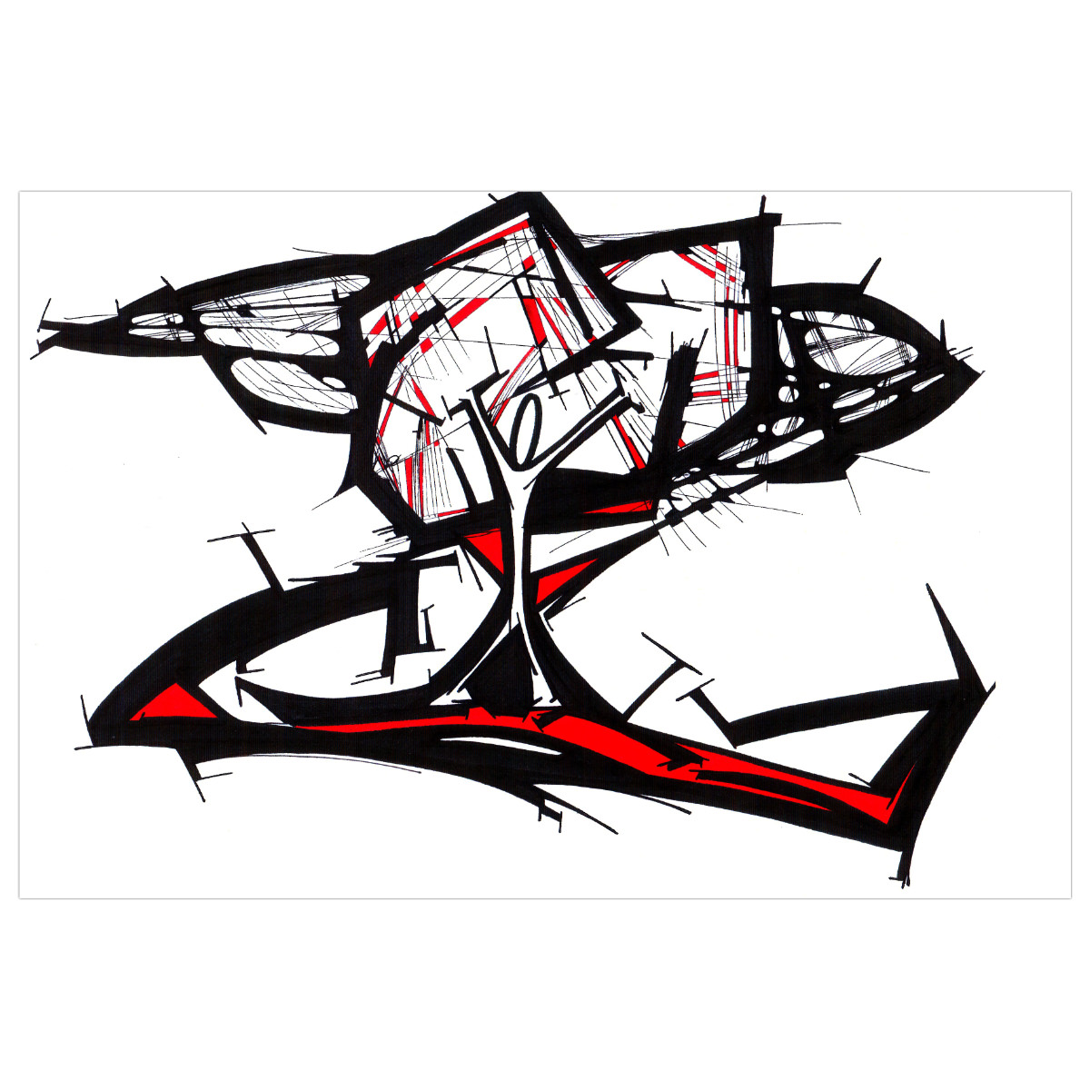 sans titre 
 2003-32. Encre de chine, encre à alcool et encre pigmentée sur papier. . 
2003 – Dominique Vial