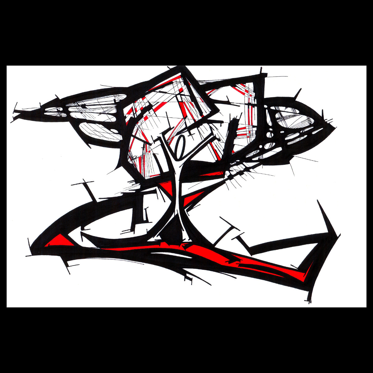 sans titre 
 2003-32. Encre de chine, encre à alcool et encre pigmentée sur papier. . 
2003 – Dominique Vial