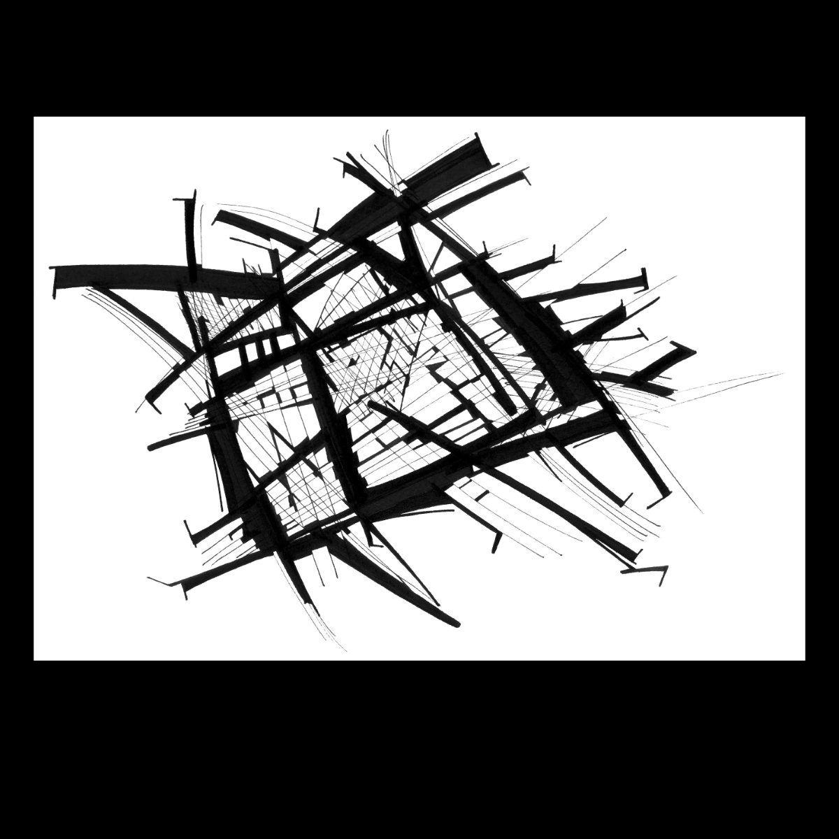 sans titre 
 2003-33. Encre de chine et encre pigmentée sur papier. 29.7 x 21 cm. 
2003 – Dominique Vial