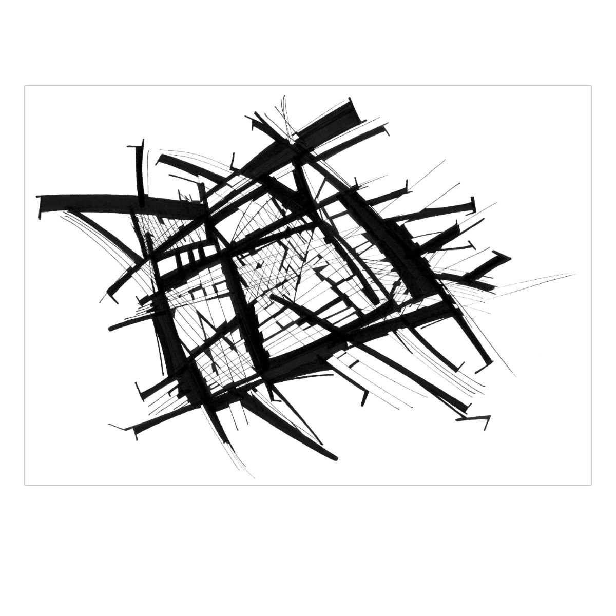 sans titre 
 2003-33. Encre de chine et encre pigmentée sur papier. 29.7 x 21 cm. 
2003 – Dominique Vial