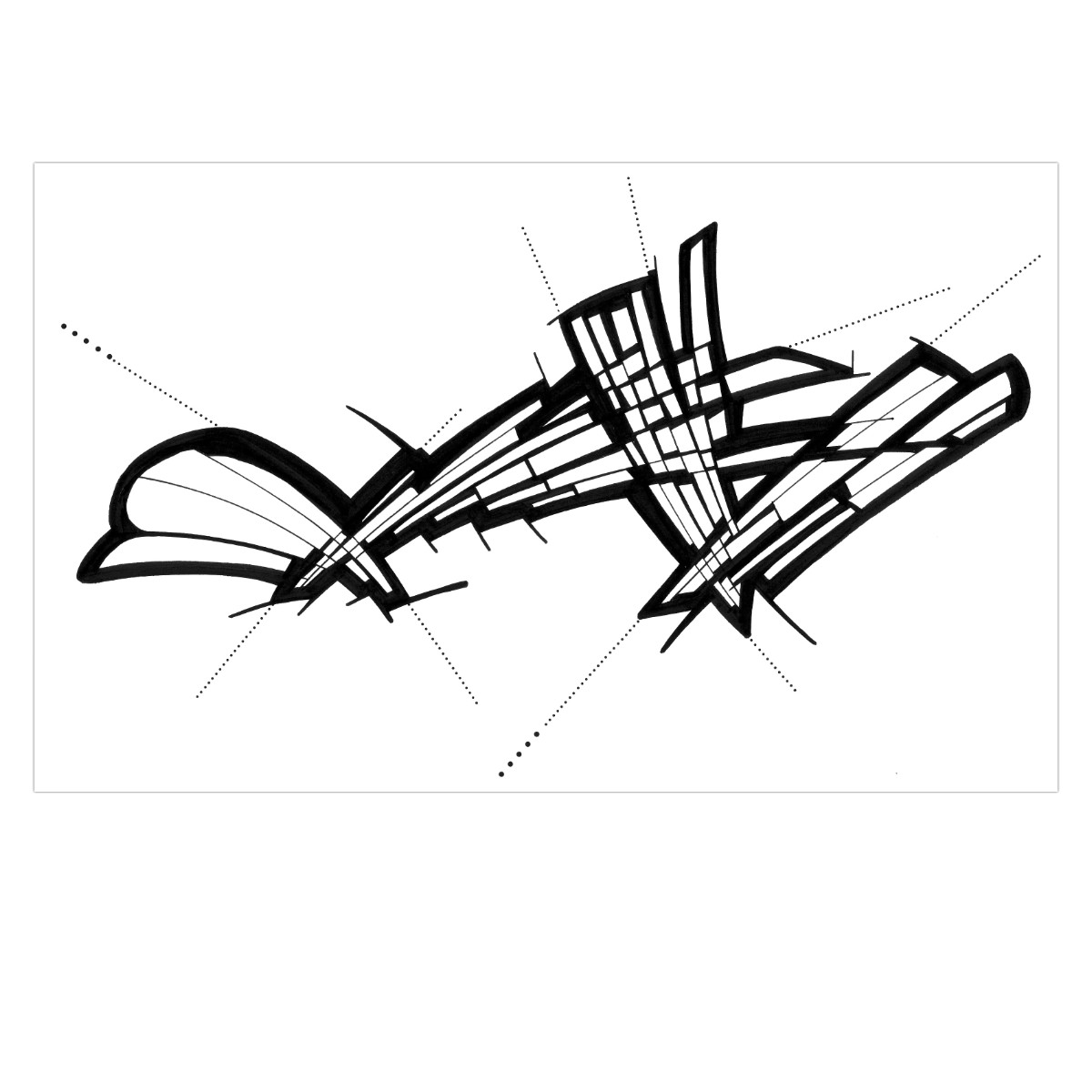 sans titre 
 2003-44. Encre de chine, encre pigmentée, transfert à sec sur papier. . 
2003 – Dominique Vial