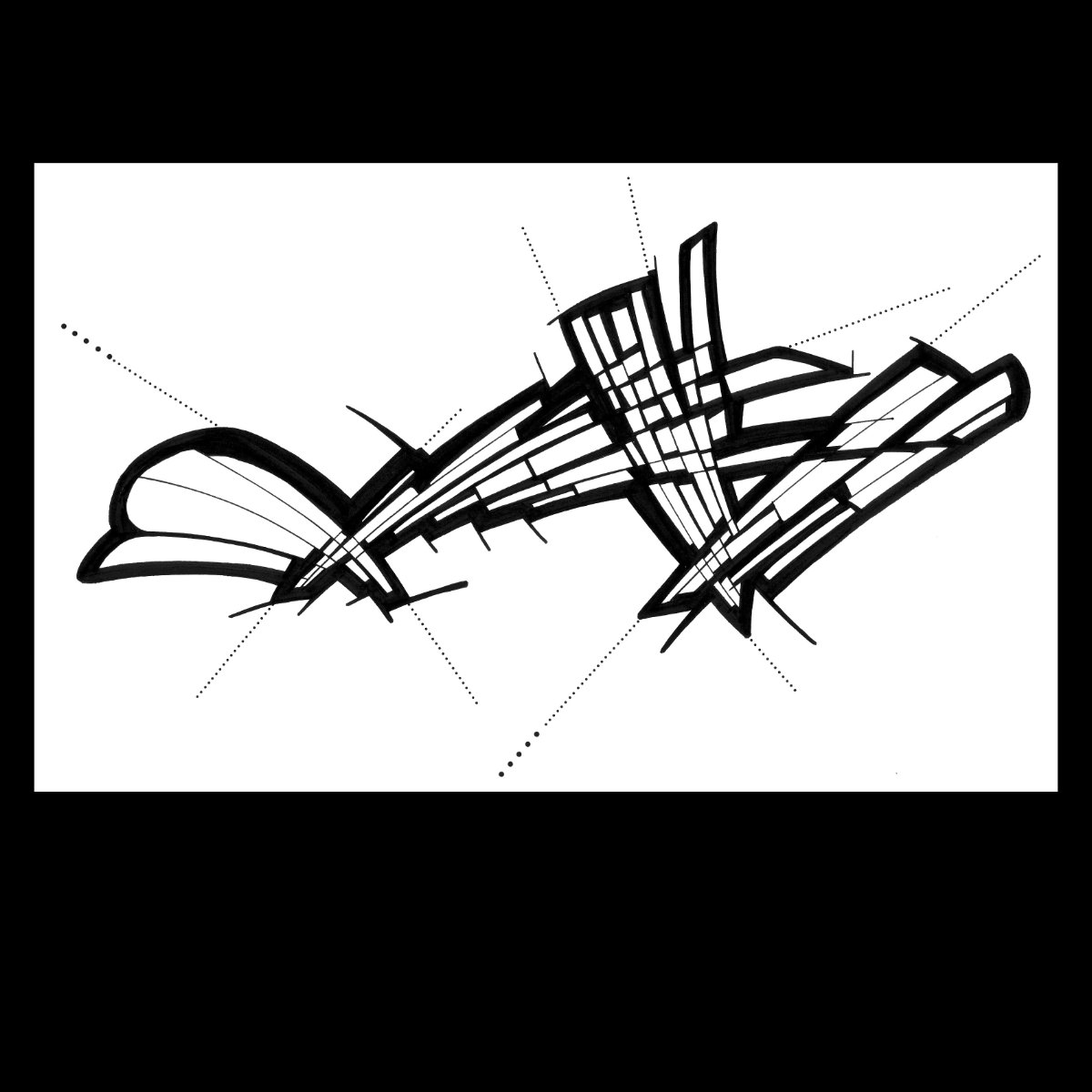 sans titre 
 2003-44. Encre de chine, encre pigmentée, transfert à sec sur papier. . 
2003 – Dominique Vial