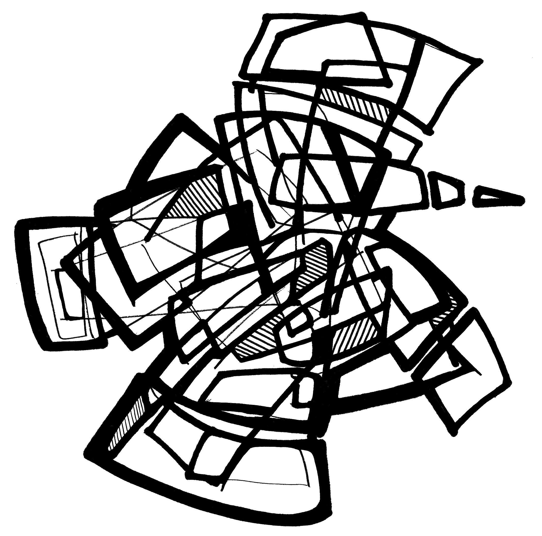 sans titre 
 2004-28. Encre de chine et encre pigmentée sur papier. . 
2004 – Dominique Vial