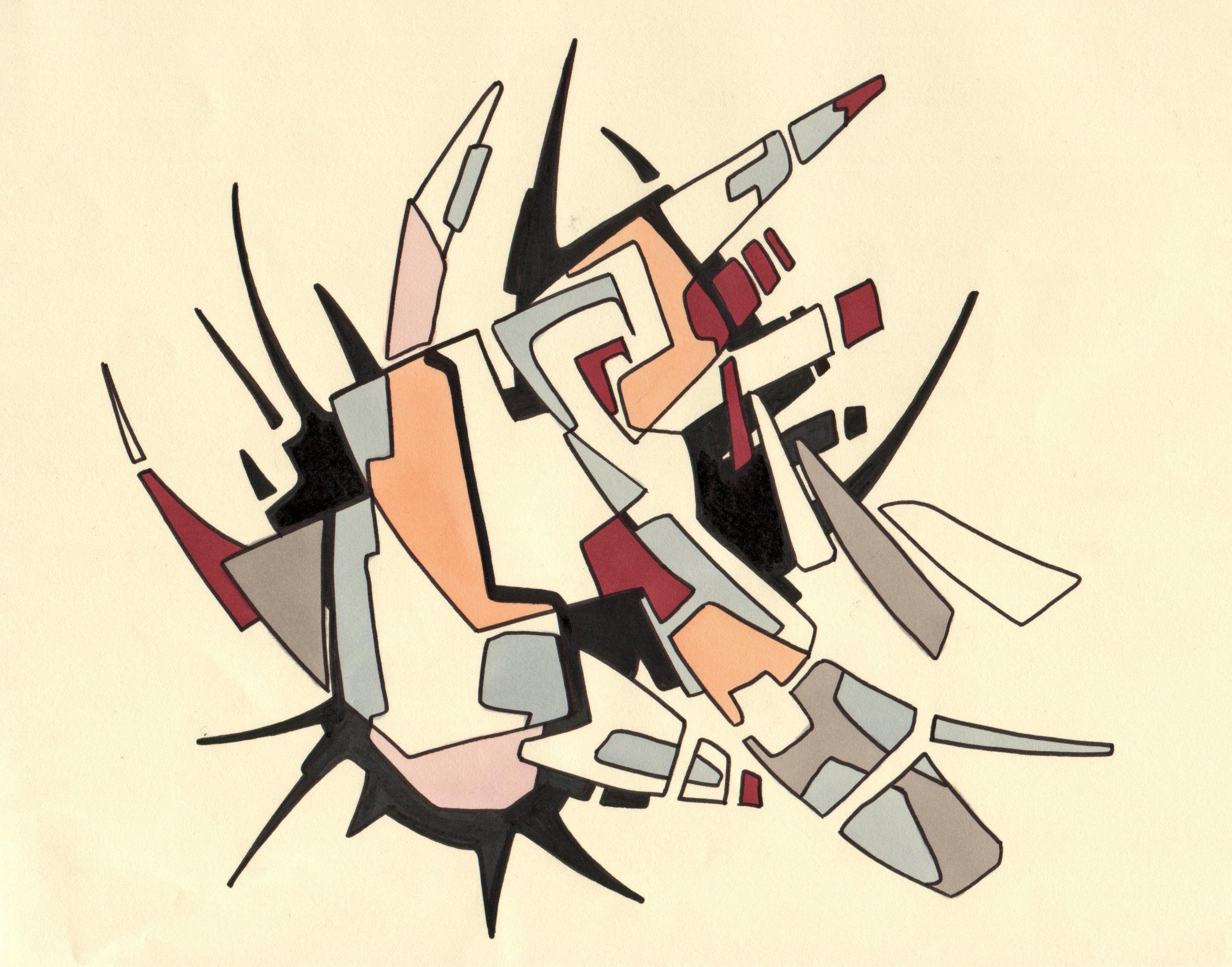 sans titre 
 2005-33. Encre de chine, encre pigmentée et encre à alcool sur papier. 29.7 x 21 cm. 
2005 – Dominique Vial