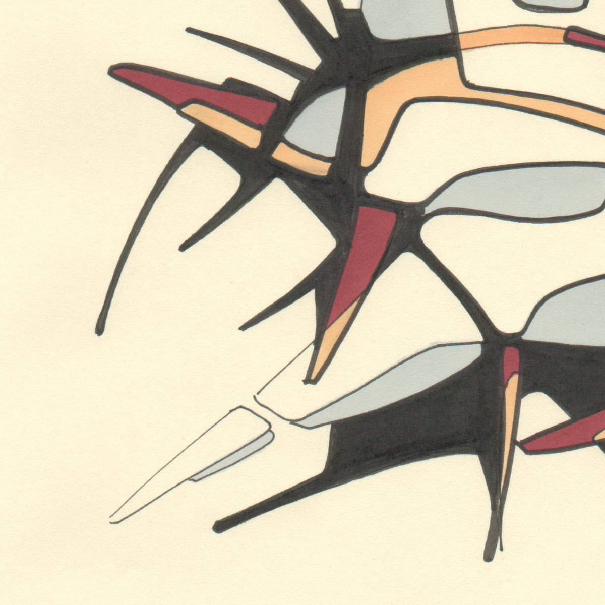 sans titre 
 2005-50. Encre pigmentée et encres à alcool sur papier. 21 x 29.7 cm. 
2005 – Dominique Vial