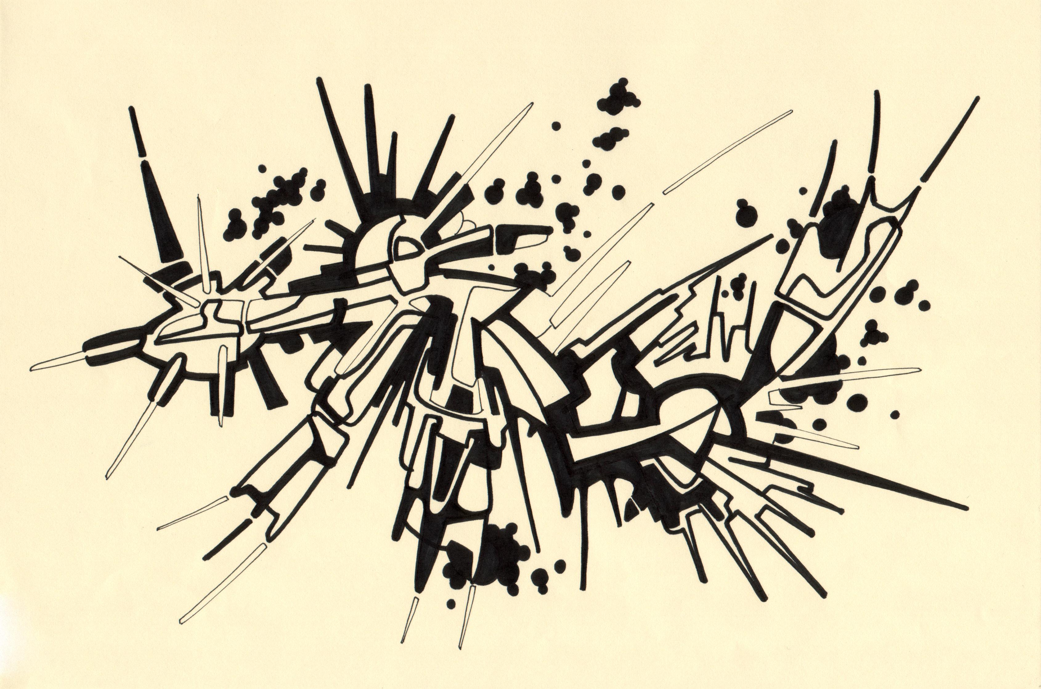 sans titre 
 2005-59. Encre de chine et encre pigmentée sur papier. 29.7 x 21 cm. 
2005 – Dominique Vial