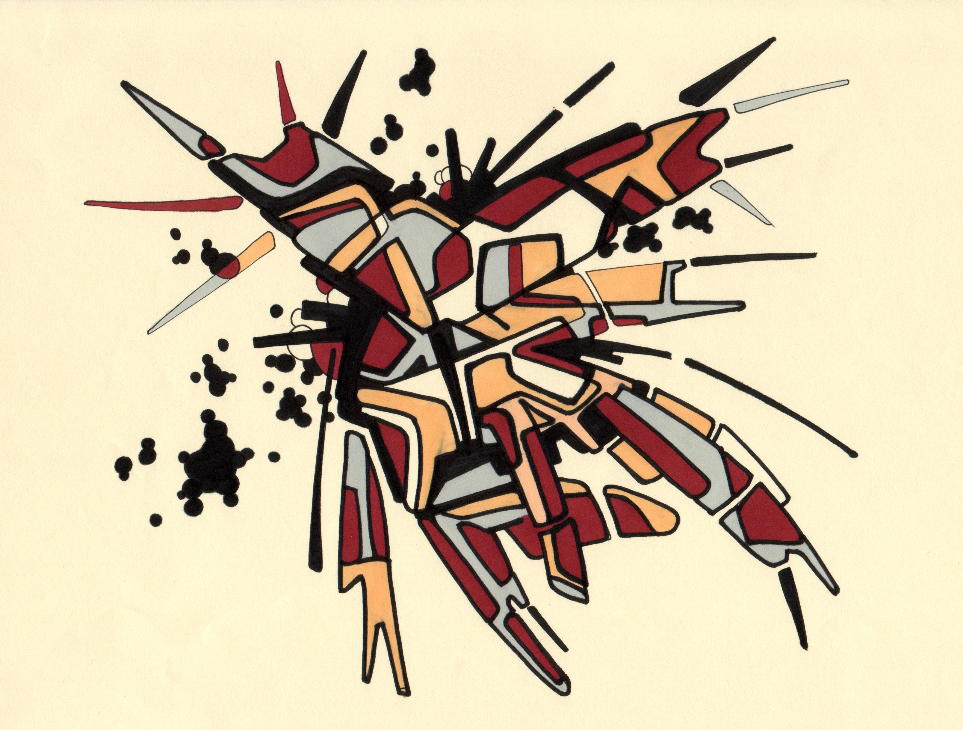 sans titre 
 2005-64. Encre de chine, encre pigmentée et encre à alcool sur papier. 29.7 x 21 cm. 
2005 – Dominique Vial