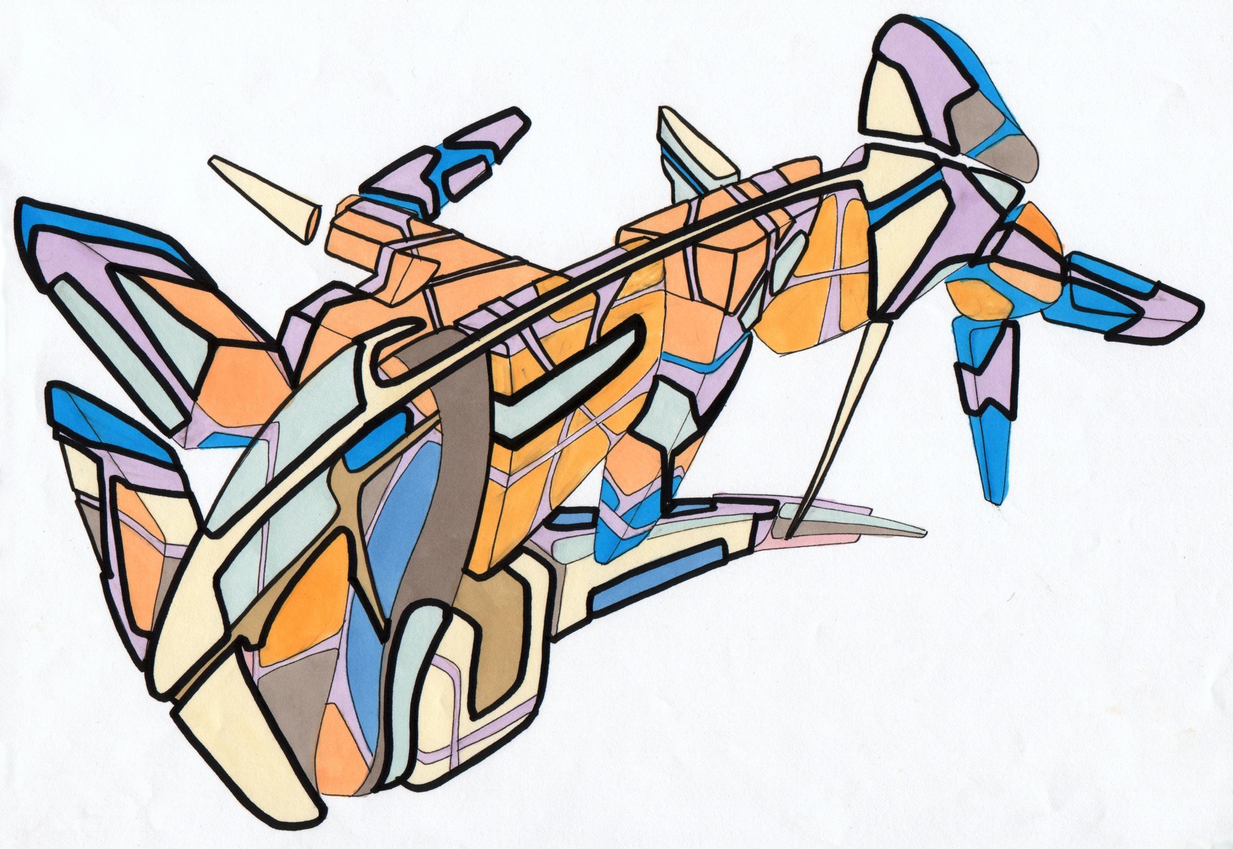 08-003. Encre de chine, encre pigmentée et encre à alcool sur papier. 29.7 x 21 cm. 
2006 – Dominique Vial