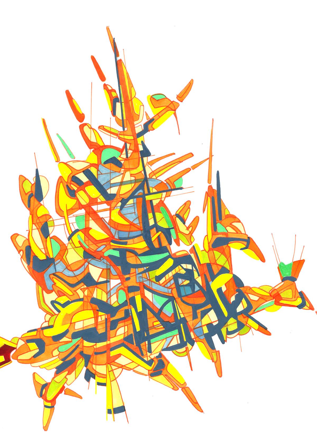 sans titre 
 2017-01. Encre pigmentée, encre à base d’alcool sur papier. 21 x 29.7 cm. 
2017 – Dominique Vial