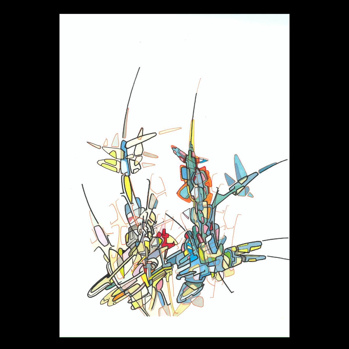 sans titre 
 2017-02. Encre pigmentée, encre à base d’alcool sur papier. 21 x 29.7 cm. 
2017 – Dominique Vial