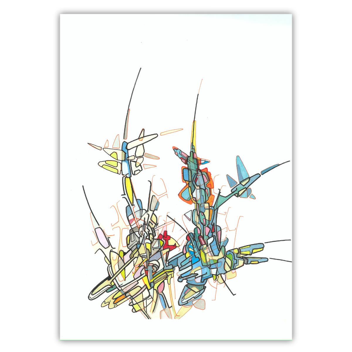 sans titre 
 2017-02. Encre pigmentée, encre à base d’alcool sur papier. 21 x 29.7 cm. 
2017 – Dominique Vial