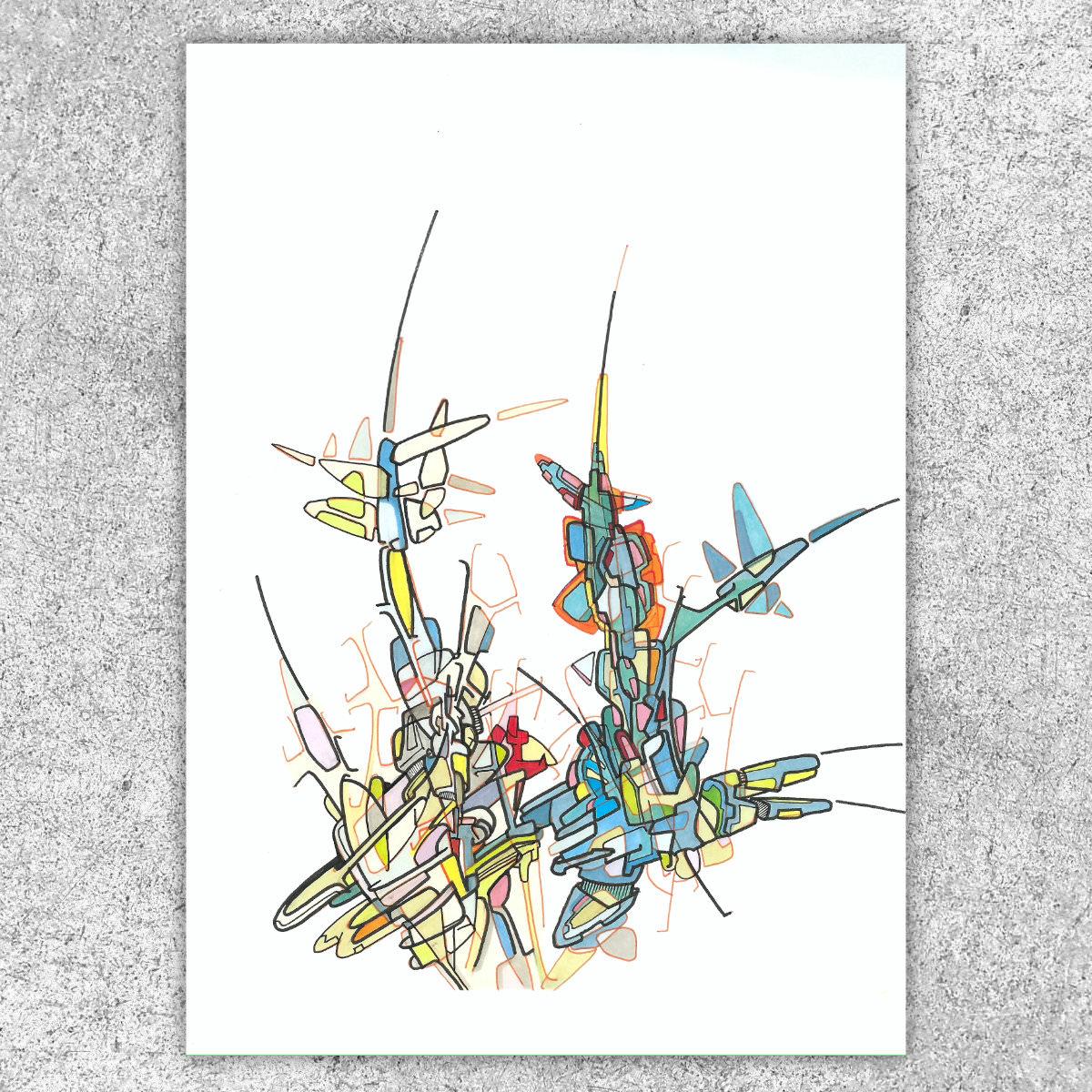 sans titre 
 2017-02. Encre pigmentée, encre à base d’alcool sur papier. 21 x 29.7 cm. 
2017 – Dominique Vial