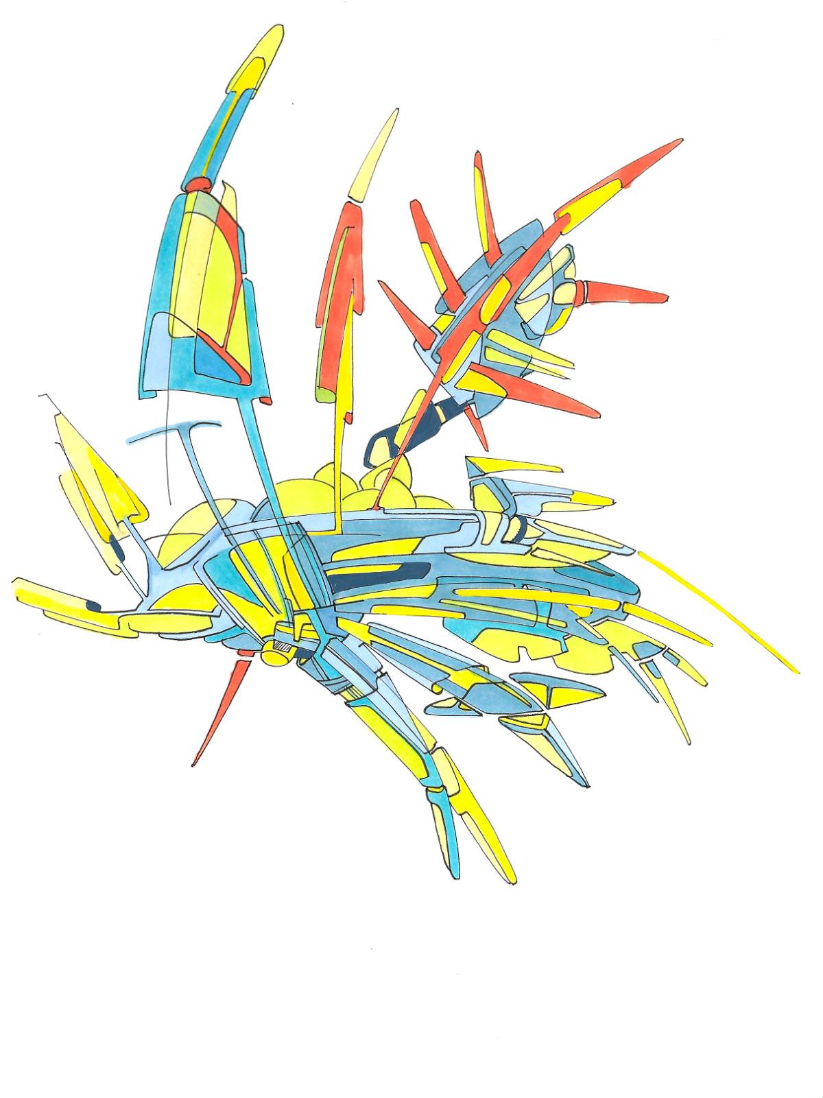 sans titre 
 2017-03. Encre pigmentée, encre à base d’alcool, acrylique sur papier. 21 x 29.7 cm. 
2017 – Dominique Vial