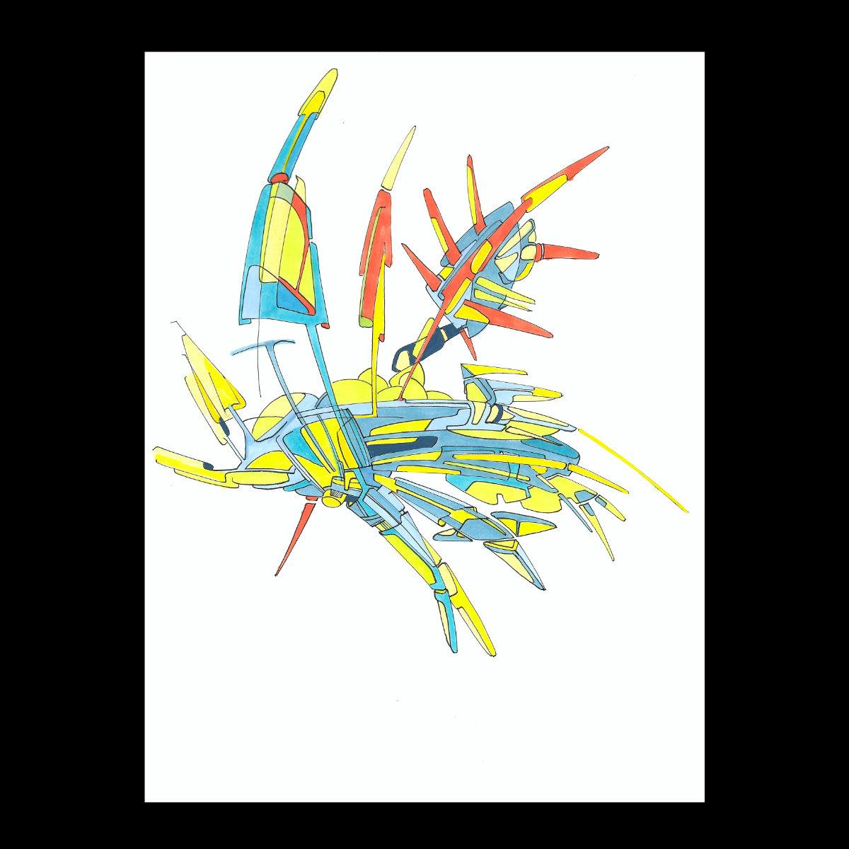 sans titre 
 2017-03. Encre pigmentée, encre à base d’alcool, acrylique sur papier. 21 x 29.7 cm. 
2017 – Dominique Vial