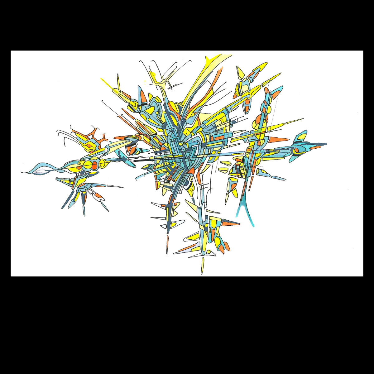 sans titre 
 2017-04. Encre pigmentée, encre à base d’alcool, acrylique sur papier. 27.5 x 18 cm. 
2017 – Dominique Vial