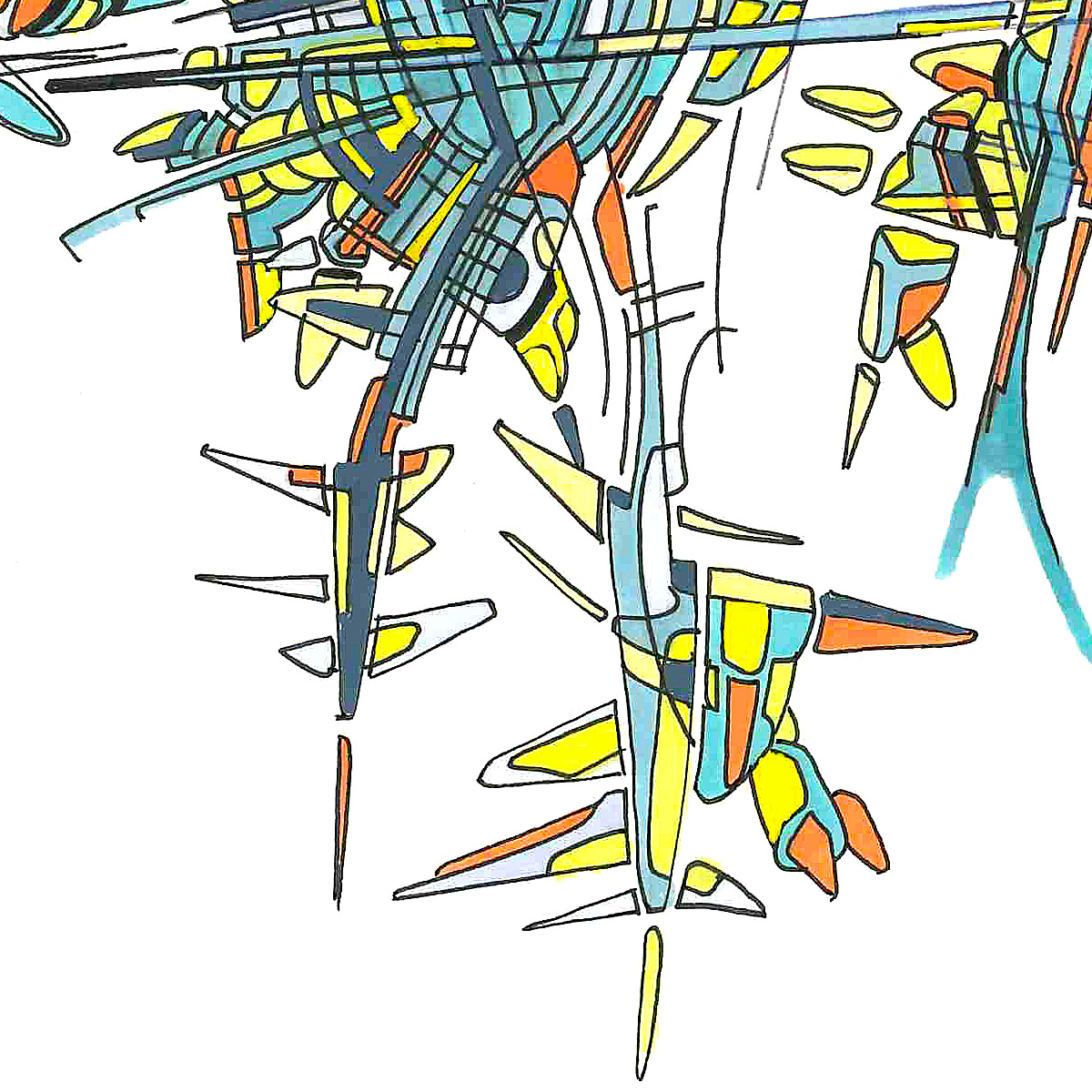 sans titre 
 2017-04. Encre pigmentée, encre à base d’alcool, acrylique sur papier. 27.5 x 18 cm. 
2017 – Dominique Vial