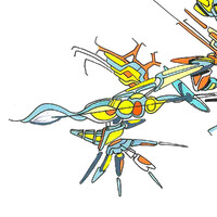 sans titre 
 2017-04. Encre pigmentée, encre à base d’alcool, acrylique sur papier. 27.5 x 18 cm. 
2017 – Dominique Vial