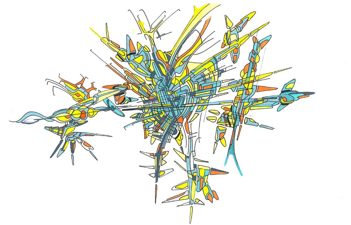 sans titre 
 2017-04. Encre pigmentée, encre à base d’alcool, acrylique sur papier. 27.5 x 18 cm. 
2017 – Dominique Vial
