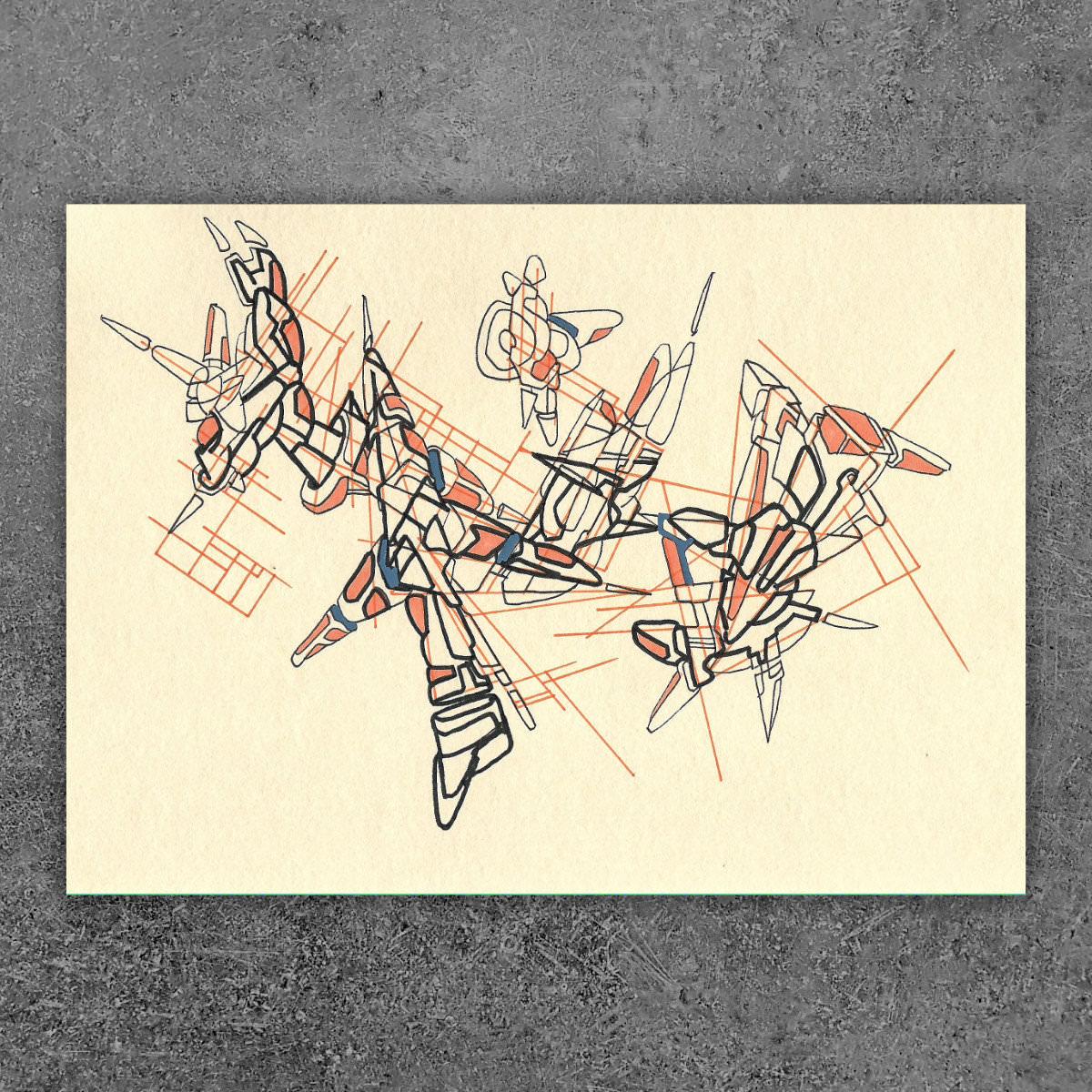 sans titre 
 2017-05. Encre pigmentée, encre à base d’alcool, acrylique sur papier. 21 x 14.8 cm. 
2017 – Dominique Vial