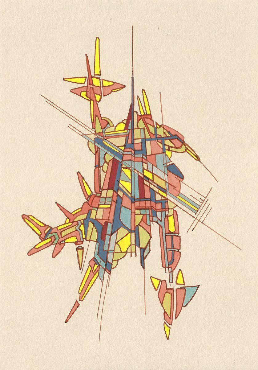 sans titre 
 2017-06. Encre pigmentée, encre à base d’alcool, acrylique sur papier. 14,8 x 21 cm. 
2017 – Dominique Vial