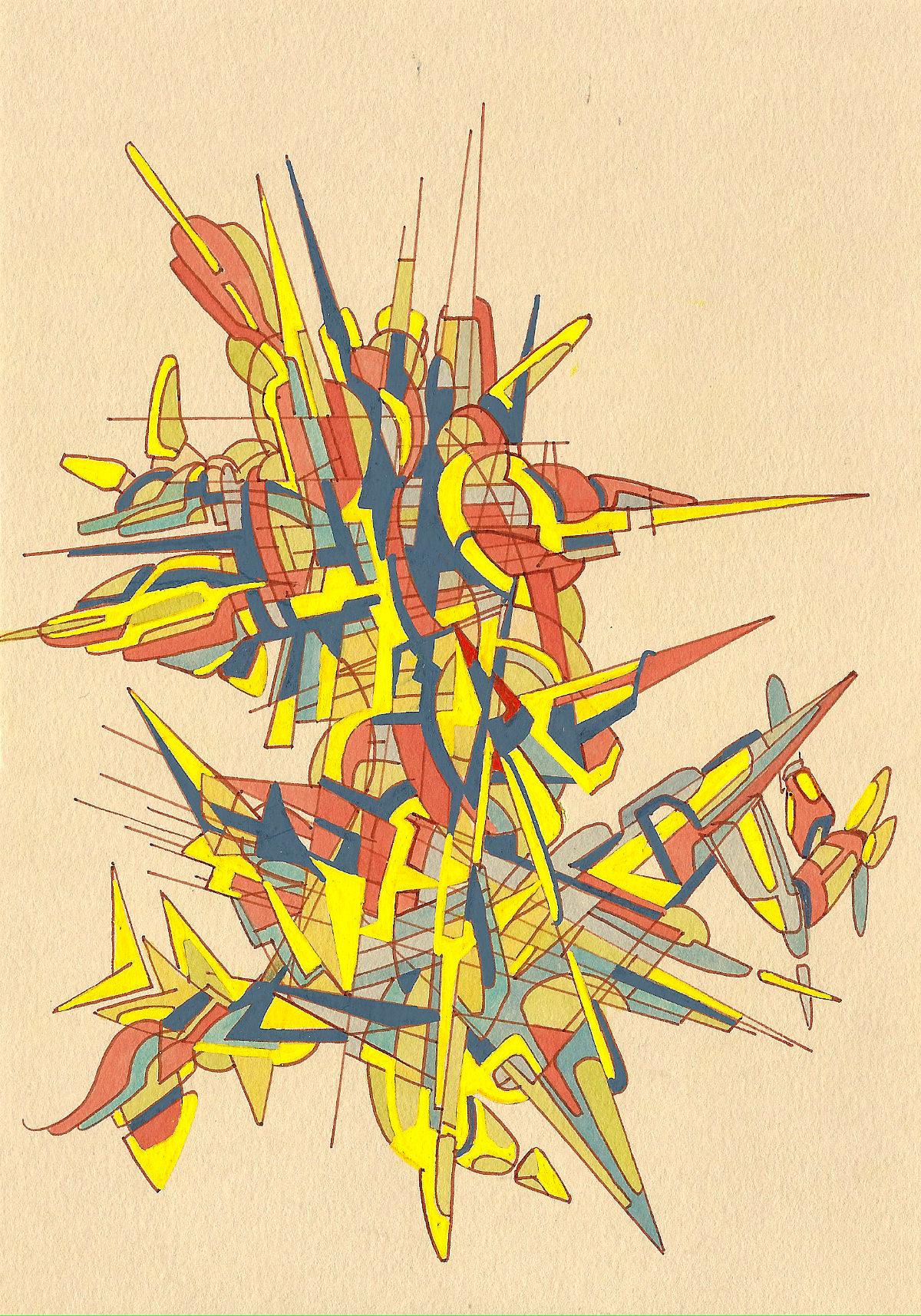 sans titre 
 2017-07. Encre pigmentée, encre à base d’alcool, acrylique sur papier. 14.8 x 21 cm. 
2017 – Dominique Vial