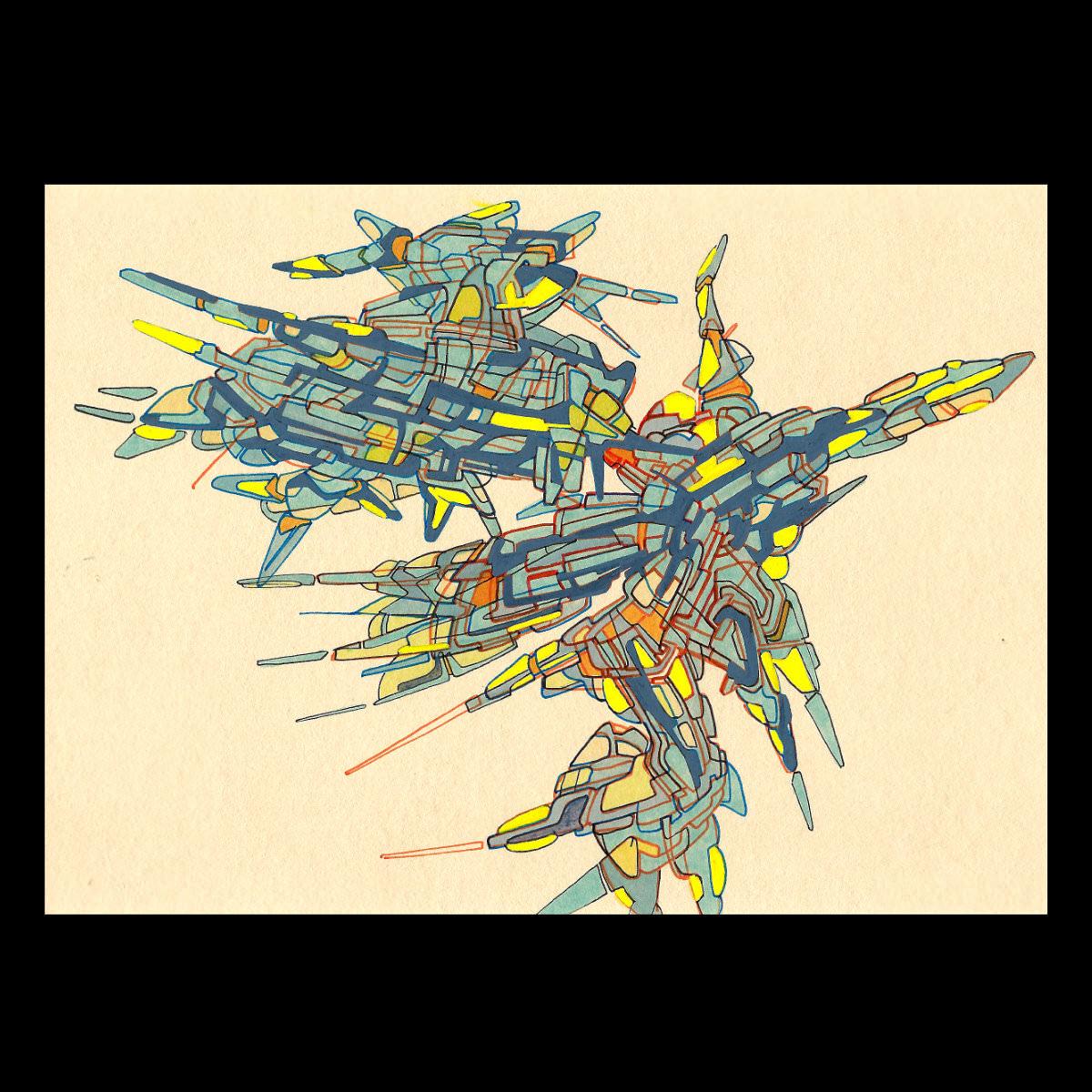 sans titre 
 2017-08. Encre pigmentée, encre à base d’alcool, acrylique sur papier. 21 x 14.8 cm. 
2017 – Dominique Vial